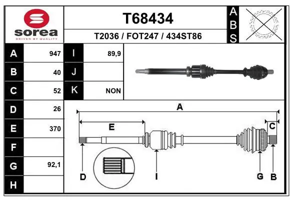 Handler.Part Drive shaft EAI T68434 1