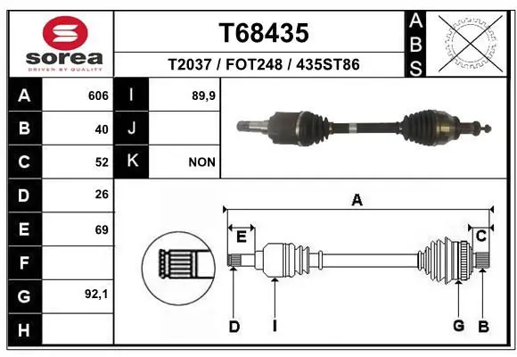 Handler.Part Drive shaft EAI T68435 1