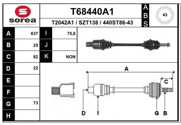 Handler.Part Drive shaft EAI T68440A1 1