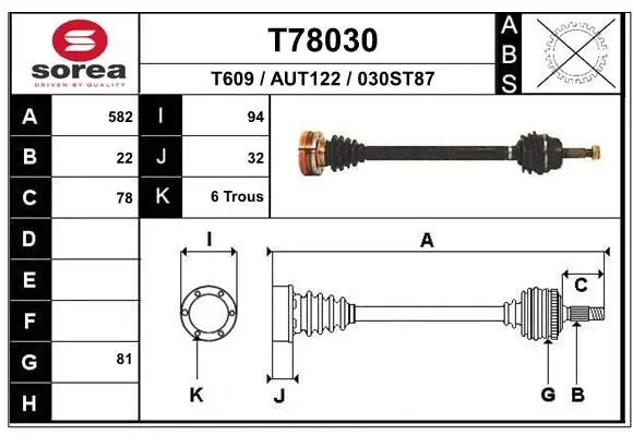 Handler.Part Drive shaft EAI T78030 1