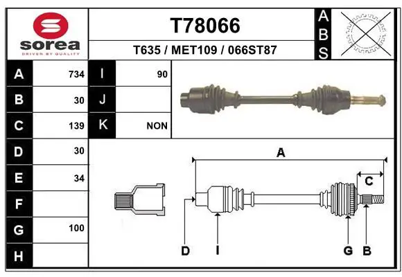 Handler.Part Drive shaft EAI T78066 1