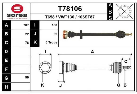 Handler.Part Drive shaft EAI T78106 1