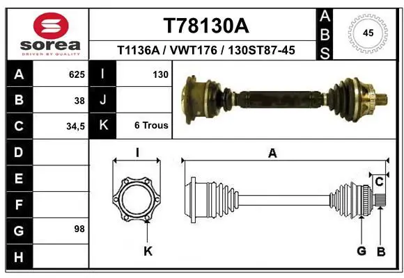 Handler.Part Drive shaft EAI T78130A 1