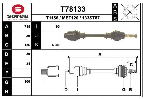 Handler.Part Drive shaft EAI T78133 1