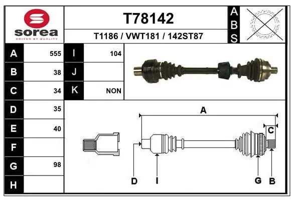 Handler.Part Drive shaft EAI T78142 1