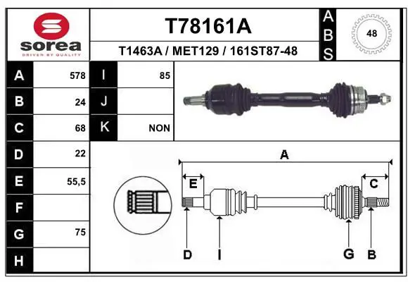 Handler.Part Drive shaft EAI T78161A 1