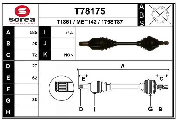 Handler.Part Drive shaft EAI T78175 1