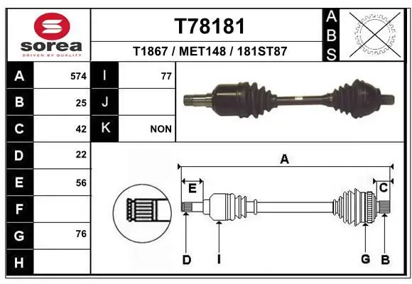 Handler.Part Drive shaft EAI T78181 1