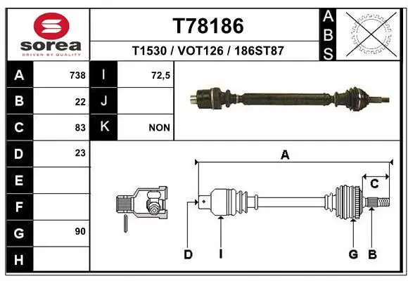 Handler.Part Drive shaft EAI T78186 1