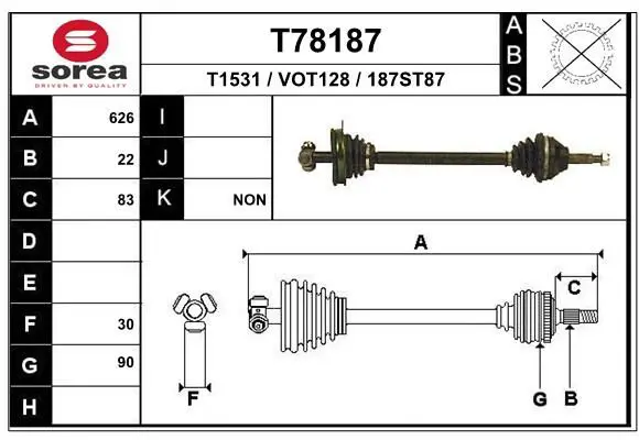 Handler.Part Drive shaft EAI T78187 1