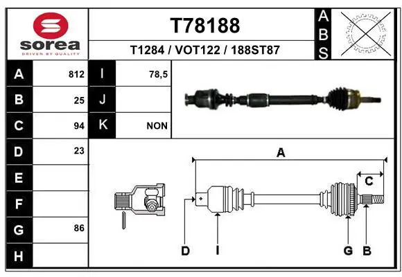 Handler.Part Drive shaft EAI T78188 1