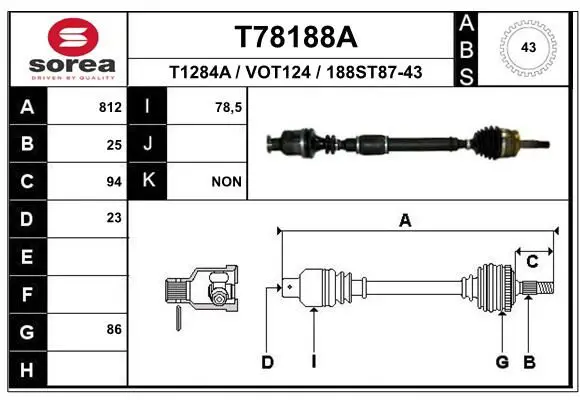 Handler.Part Drive shaft EAI T78188A 1