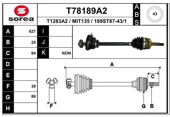 Handler.Part Drive shaft EAI T78189A2 1