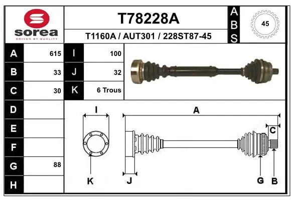 Handler.Part Drive shaft EAI T78228A 1