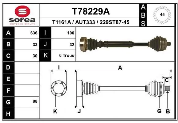 Handler.Part Drive shaft EAI T78229A 1