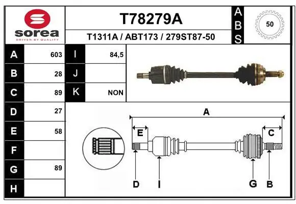 Handler.Part Drive shaft EAI T78279A 1