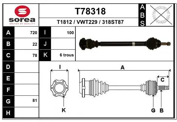 Handler.Part Drive shaft EAI T78318 1