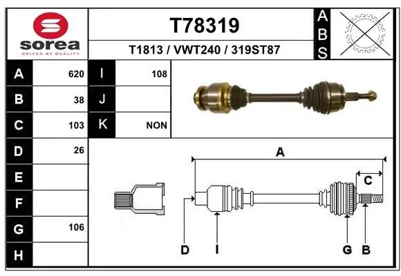 Handler.Part Drive shaft EAI T78319 1