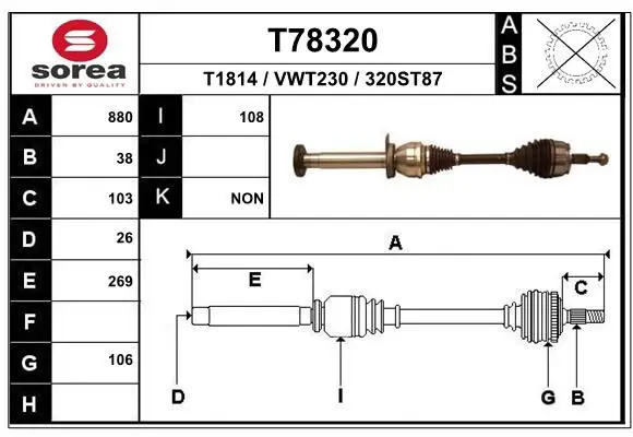 Handler.Part Drive shaft EAI T78320 1