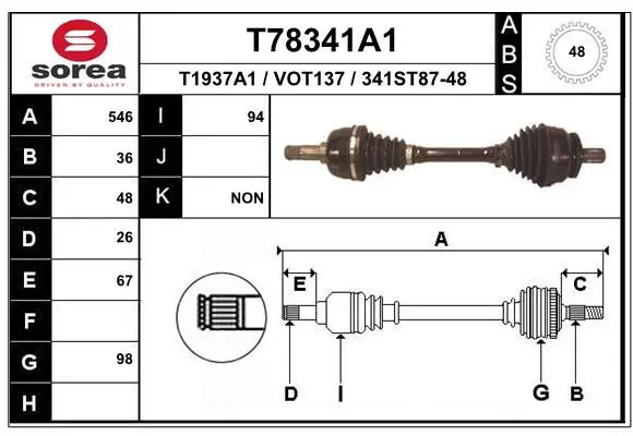 Handler.Part Drive shaft EAI T78341A1 1