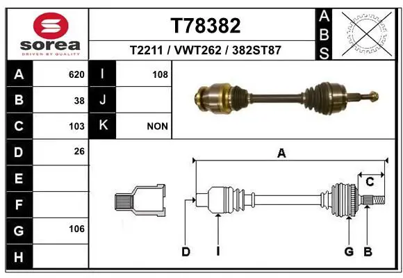 Handler.Part Drive shaft EAI T78382 1