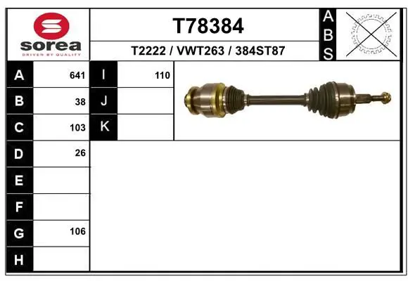 Handler.Part Drive shaft EAI T78384 1