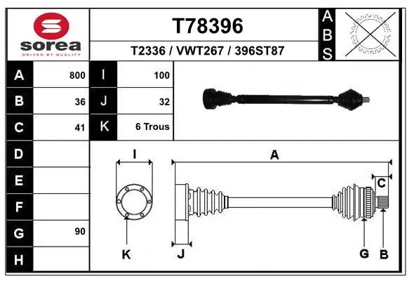 Handler.Part Drive shaft EAI T78396 1