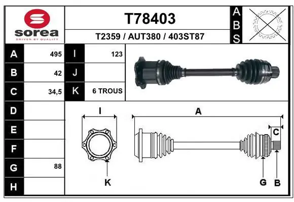 Handler.Part Drive shaft EAI T78403 1