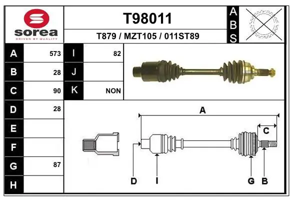 Handler.Part Drive shaft EAI T98011 1