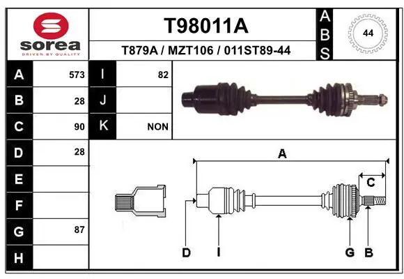 Handler.Part Drive shaft EAI T98011A 1