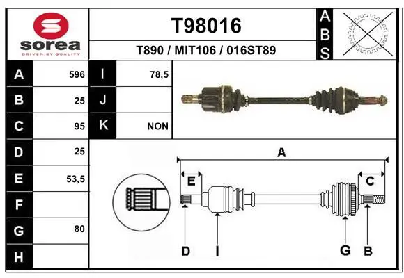 Handler.Part Drive shaft EAI T98016 1