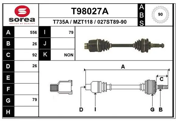 Handler.Part Drive shaft EAI T98027A 1