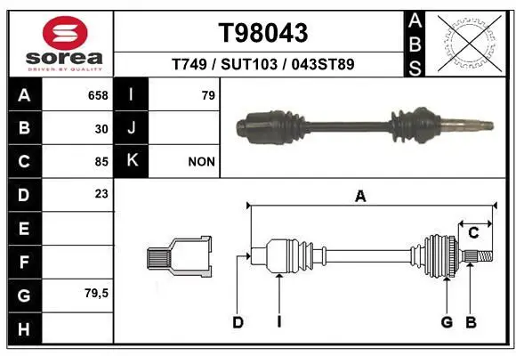 Handler.Part Drive shaft EAI T98043 1