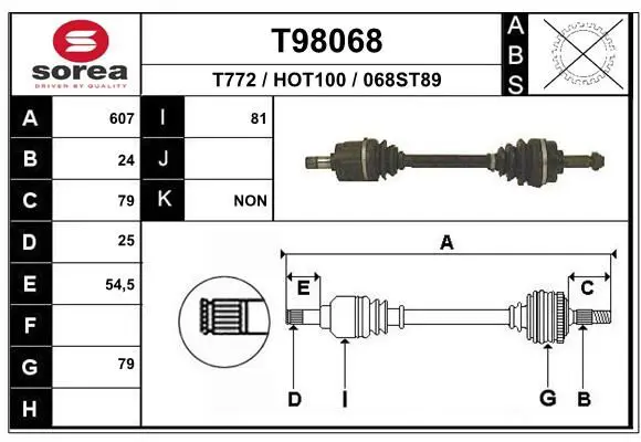 Handler.Part Drive shaft EAI T98068 1