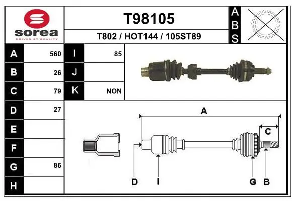 Handler.Part Drive shaft EAI T98105 1