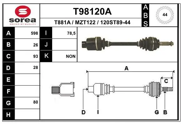 Handler.Part Drive shaft EAI T98120A 1