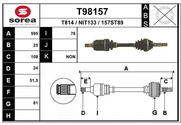 Handler.Part Drive shaft EAI T98157 1