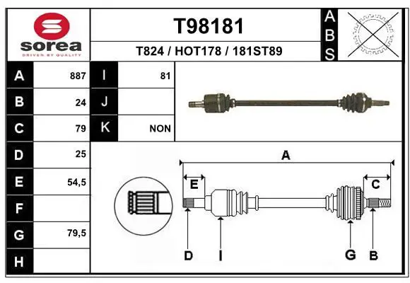 Handler.Part Drive shaft EAI T98181 1