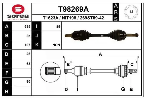 Handler.Part Drive shaft EAI T98269A 1