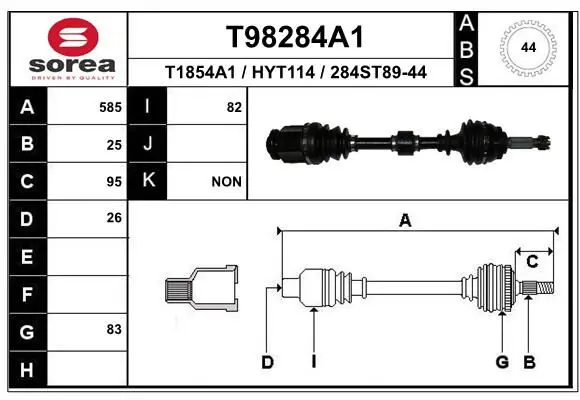 Handler.Part Drive shaft EAI T98284A1 1