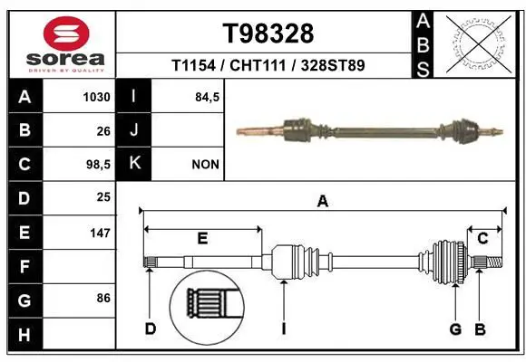 Handler.Part Drive shaft EAI T98328 1