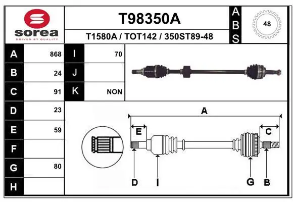 Handler.Part Drive shaft EAI T98350A 1