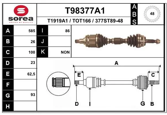 Handler.Part Drive shaft EAI T98377A1 1