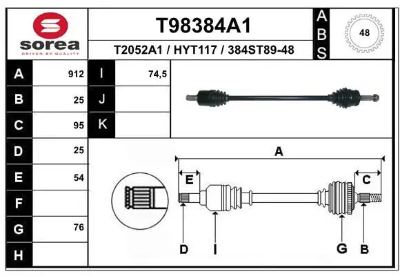 Handler.Part Drive shaft EAI T98384A1 1