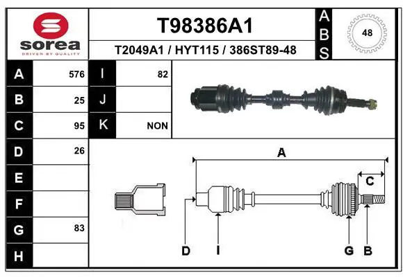 Handler.Part Drive shaft EAI T98386A1 1