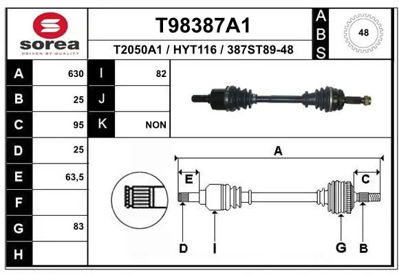 Handler.Part Drive shaft EAI T98387A1 1