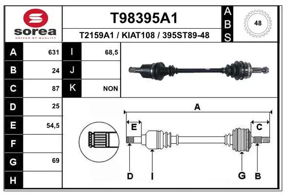 Handler.Part Drive shaft EAI T98395A1 1