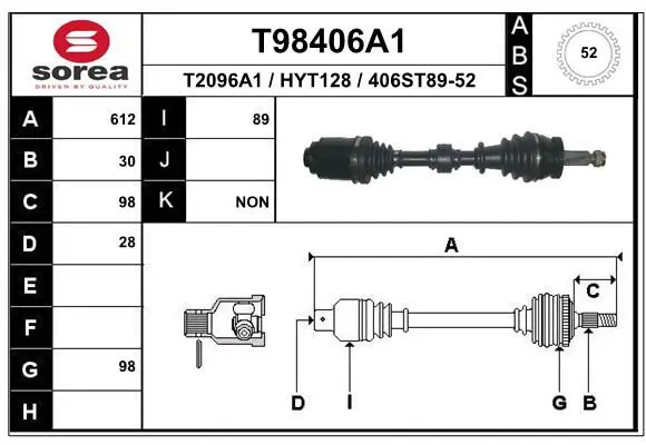 Handler.Part Drive shaft EAI T98406A1 1