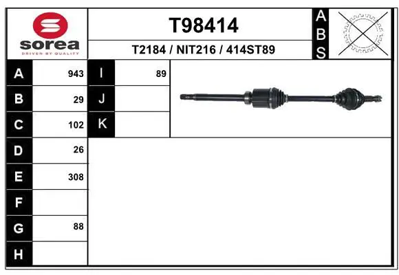 Handler.Part Drive shaft EAI T98414 1