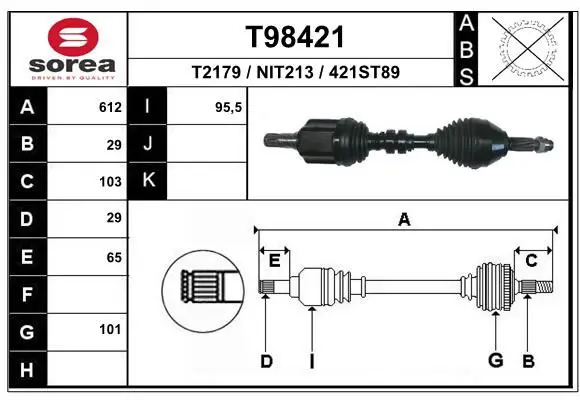 Handler.Part Drive shaft EAI T98421 1